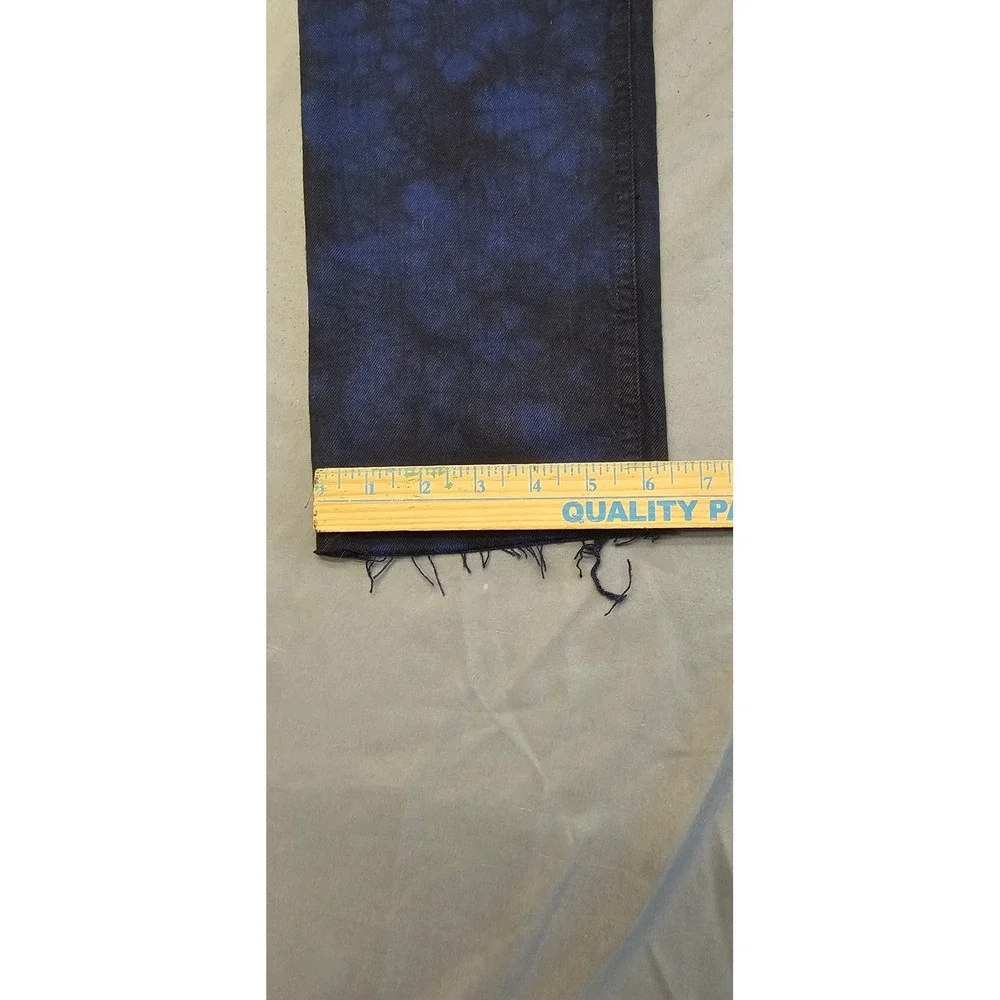 Gap Denim Cheeky Straight High Rise Tie Dye Jeans Blue Black Raw Hem‎ 26 2